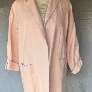 J. Jill Pink LINEN Blazer Relaxed Fit Lightweight